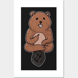 Grumpy Beaver Holding Middle finger funny gift Posters and Art